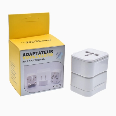 Picture of Universal Travel Adapter International Multi Plug 3-in1 Converter Multi Plug Power Socket UK/US/AU/EU/CA converter All in 1 Travel Adapter - White