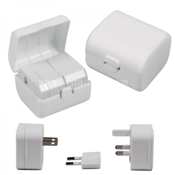 Picture of Universal Travel Adapter International Multi Plug 3-in1 Converter Multi Plug Power Socket UK/US/AU/EU/CA converter All in 1 Travel Adapter - White