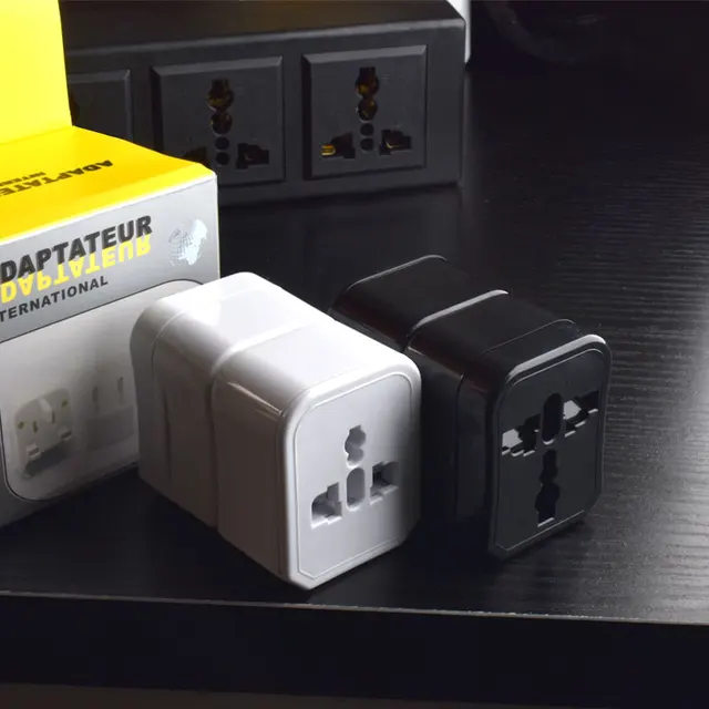 Picture of Universal Travel Adapter International Multi Plug 3-in1 Converter Multi Plug Power Socket UK/US/AU/EU/CA converter All in 1 Travel Adapter - White