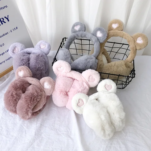 Picture of Winter Folding Portable Cold Protective Furry Plush
Earmuffs Windproof Outdoor Soft Comfortable Fur
Ear Protection Muffs - One size