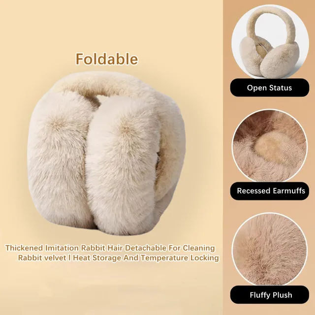 Picture of Winter Folding Portable Cold Protective Furry Plush
Earmuffs Windproof Outdoor Soft Comfortable Fur
Ear Protection Muffs - One size
