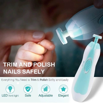 Picture of Baby Electric Nail Trimmer Kid Nail Polisher Tool Baby Care Multifunctional Fingernail Cutter Trimmer Infant Manicure Set - Blue