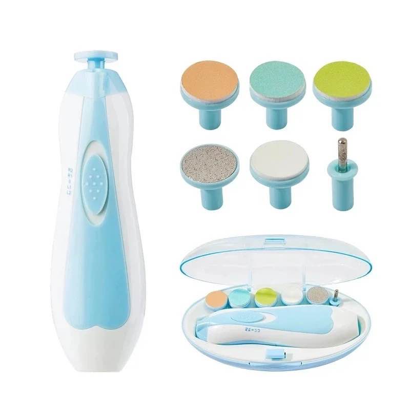 Picture of Baby Electric Nail Trimmer Kid Nail Polisher Tool Baby Care Multifunctional Fingernail Cutter Trimmer Infant Manicure Set - Blue