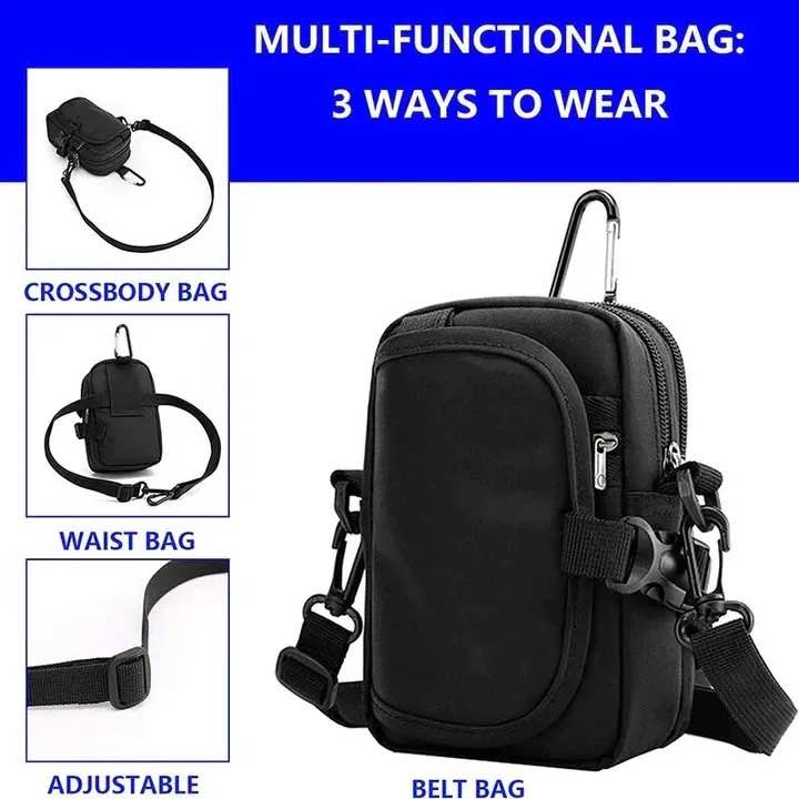 Picture of Waist Bag Mobile Phone Bags fanny pack Single Shoulder Messenger Bag Waterproof Waist Pack Crossbody Bags Coin Purse - Black