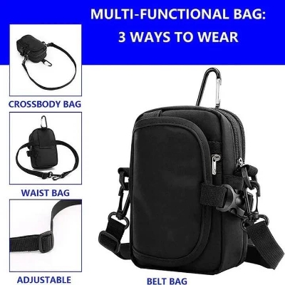 Picture of Waist Bag Mobile Phone Bags fanny pack Single Shoulder Messenger Bag Waterproof Waist Pack Crossbody Bags Coin Purse - Black