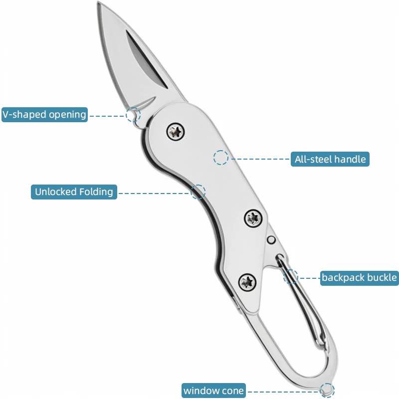 Picture of Outdoor Camping Supplies Stainless Steel Folding Mini Square Head Keychain Pendant Portable Pocket cutter - Silver