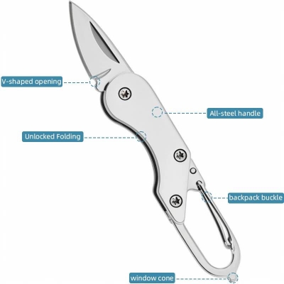 Picture of Outdoor Camping Supplies Stainless Steel Folding Mini Square Head Keychain Pendant Portable Pocket cutter - Silver