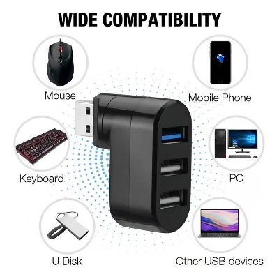 Picture of Laptop USB 3.0 Rotatable Hub High Speed Multi-hub Usb Splitter 2.0 1 Multiple 3 6 Port Adapter Usb 3.0 Card Reader for Pc - Black