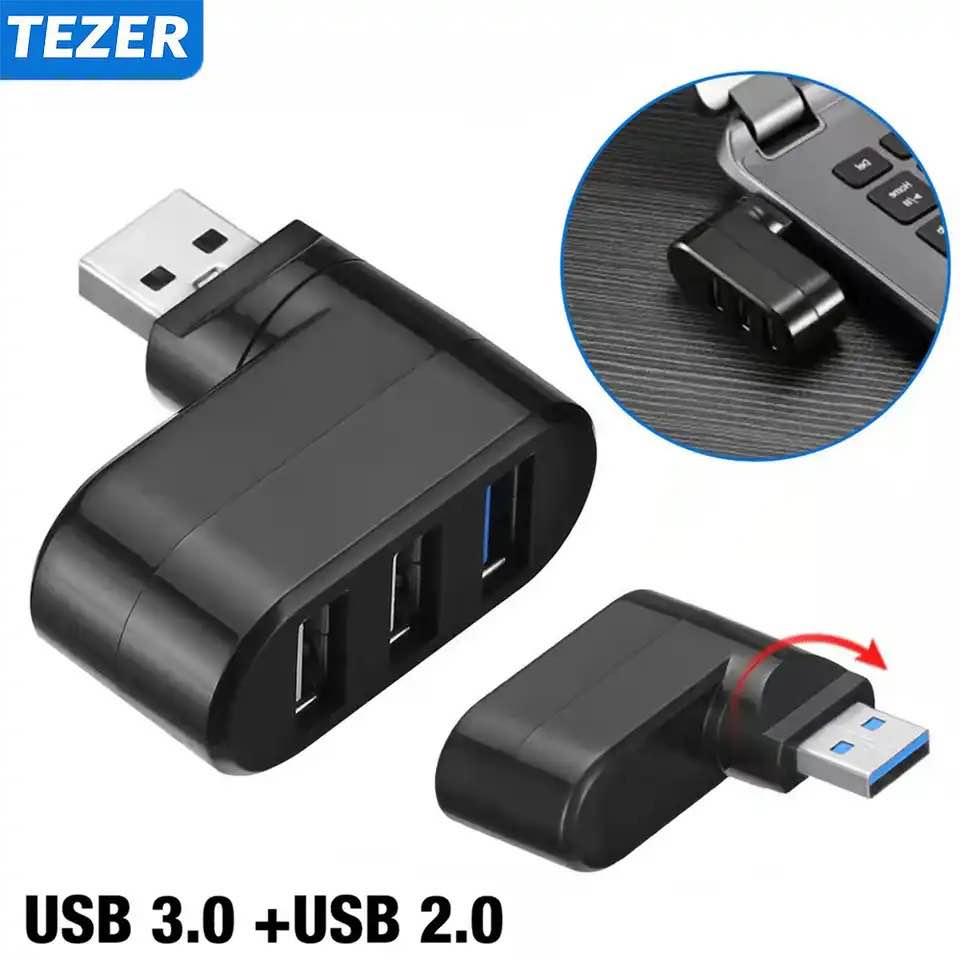 Picture of Laptop USB 3.0 Rotatable Hub High Speed Multi-hub Usb Splitter 2.0 1 Multiple 3 6 Port Adapter Usb 3.0 Card Reader for Pc - Black