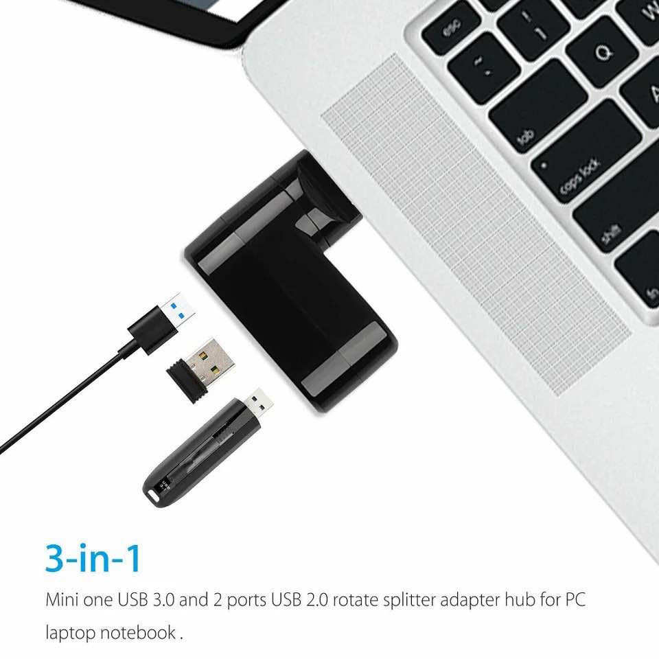 Picture of Laptop USB 3.0 Rotatable Hub High Speed Multi-hub Usb Splitter 2.0 1 Multiple 3 6 Port Adapter Usb 3.0 Card Reader for Pc - Black