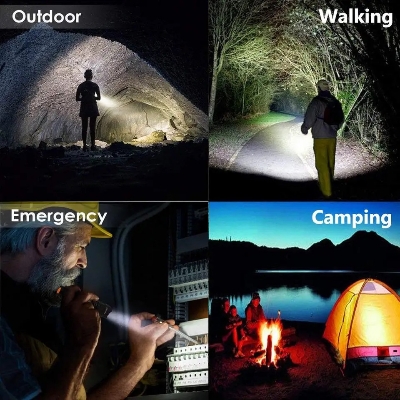 Picture of Long Shot Zoomable Powerful USB rechargeable Waterproof led flashlight - Black