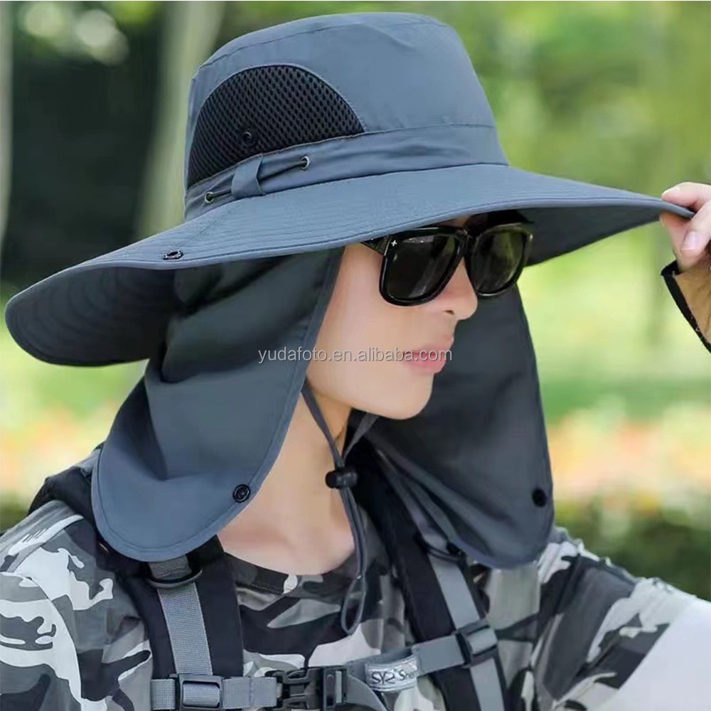 Picture of Adjustable Outdoor Fishing Cap With Face Mask Sunscreen UV Protection Breathable Foldable Men Women Hiking Camping Casual Hats - One size