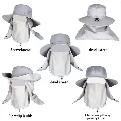 Picture of Adjustable Outdoor Fishing Cap With Face Mask Sunscreen UV Protection Breathable Foldable Men Women Hiking Camping Casual Hats - One size