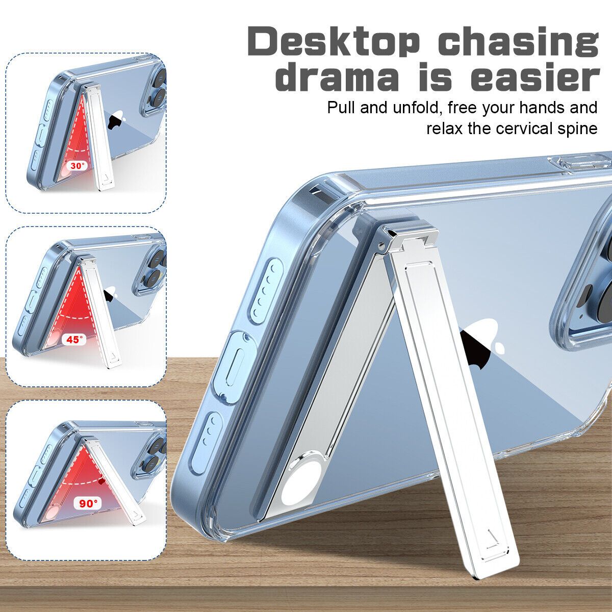 Picture of Zinc alloy Phone Kickstand Vertical and Horizontal Stand /Adjustable Small Folding Desk Mount Holder - Black