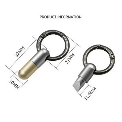 Picture of Capsule Keychain Stainless Steel Mini Tools Key ring - Gold