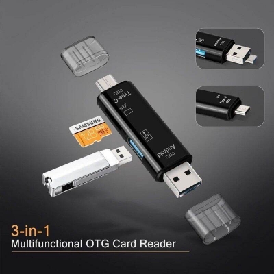 Picture of 5 in 1 Type C/Usb /Micro Usb/Tf/SD Memory Card Reader OTG Card Reader - Black