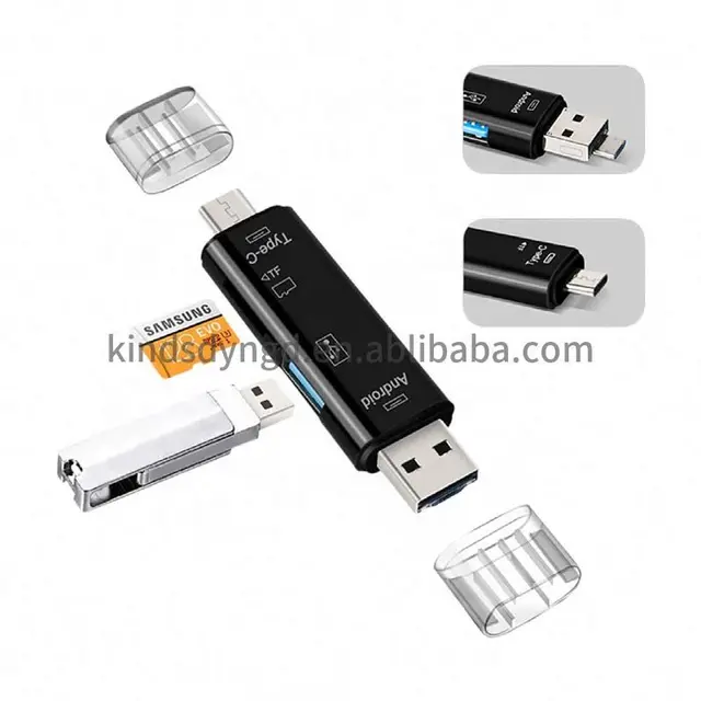Picture of 5 in 1 Type C/Usb /Micro Usb/Tf/SD Memory Card Reader OTG Card Reader - Black