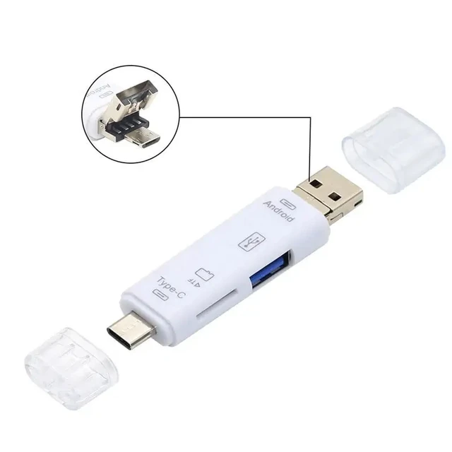 Picture of 5 in 1 Type C/Usb /Micro Usb/Tf/SD Memory Card Reader OTG Card Reader - Black
