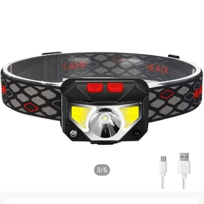 Picture of Rechargeable Headlamp Flashlight, 800 Lumens Motion Sensor Head Lamp, IPX4 Waterproof, Bright White Cree Led & Red Light, Perfect for Running, Camping, Hiking & More - Black