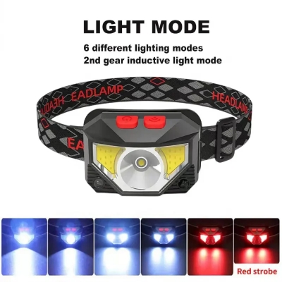 Picture of Rechargeable Headlamp Flashlight, 800 Lumens Motion Sensor Head Lamp, IPX4 Waterproof, Bright White Cree Led & Red Light, Perfect for Running, Camping, Hiking & More - Black