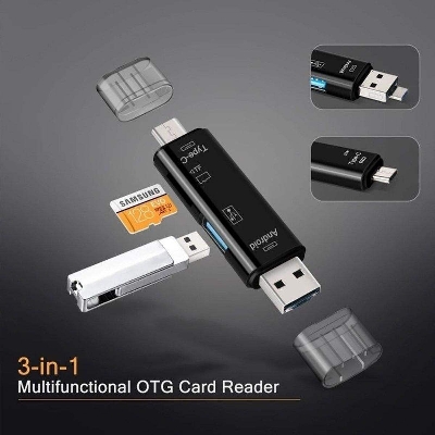 Picture of 5 in 1 Multifunction Converter OTG Usb 2.0 Type C/Usb /Micro Usb/Tf/SD Memory Card Reader OTG Card Reader Adapter Mobile Phone Accessories - White
