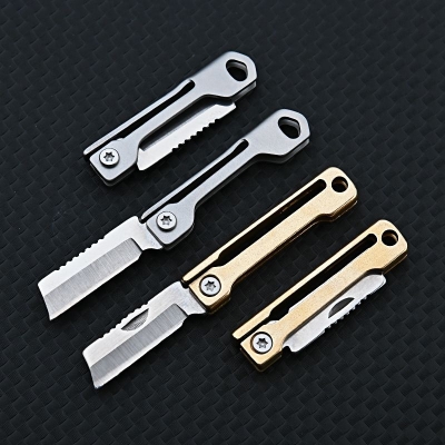 Picture of Outdoor Camping Supplies Stainless Steel Folding Mini Square Head Keychain Pendant Portable Pocket cutter - Grey