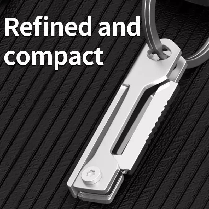 Picture of Outdoor Camping Supplies Stainless Steel Folding Mini Square Head Keychain Pendant Portable Pocket cutter - Grey