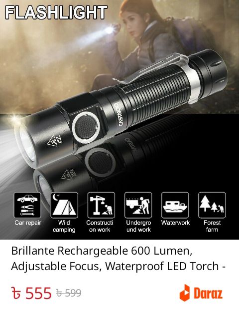 Picture of Long Shot Zoomable Powerful USB rechargeable Waterproof led flashlight_ - Black