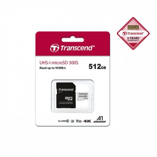 Picture of Transccend 512GB UHS-I MicroSD 300S Memory Card - 512GB
