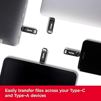 Picture of Pendrive OTG USB 3.1 Type-C 64GB USB Flash Drive   up to 150MB/s Pendrive Pen Drive for cellphone tablet PC (32GB, 128GB, 64GB) Available  SDDDC3 - Black