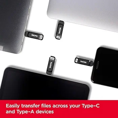Picture of Pendrive OTG USB 3.1 Type-C 64GB USB Flash Drive   up to 150MB/s Pendrive Pen Drive for cellphone tablet PC (32GB, 128GB, 64GB) Available  SDDDC3 - Black