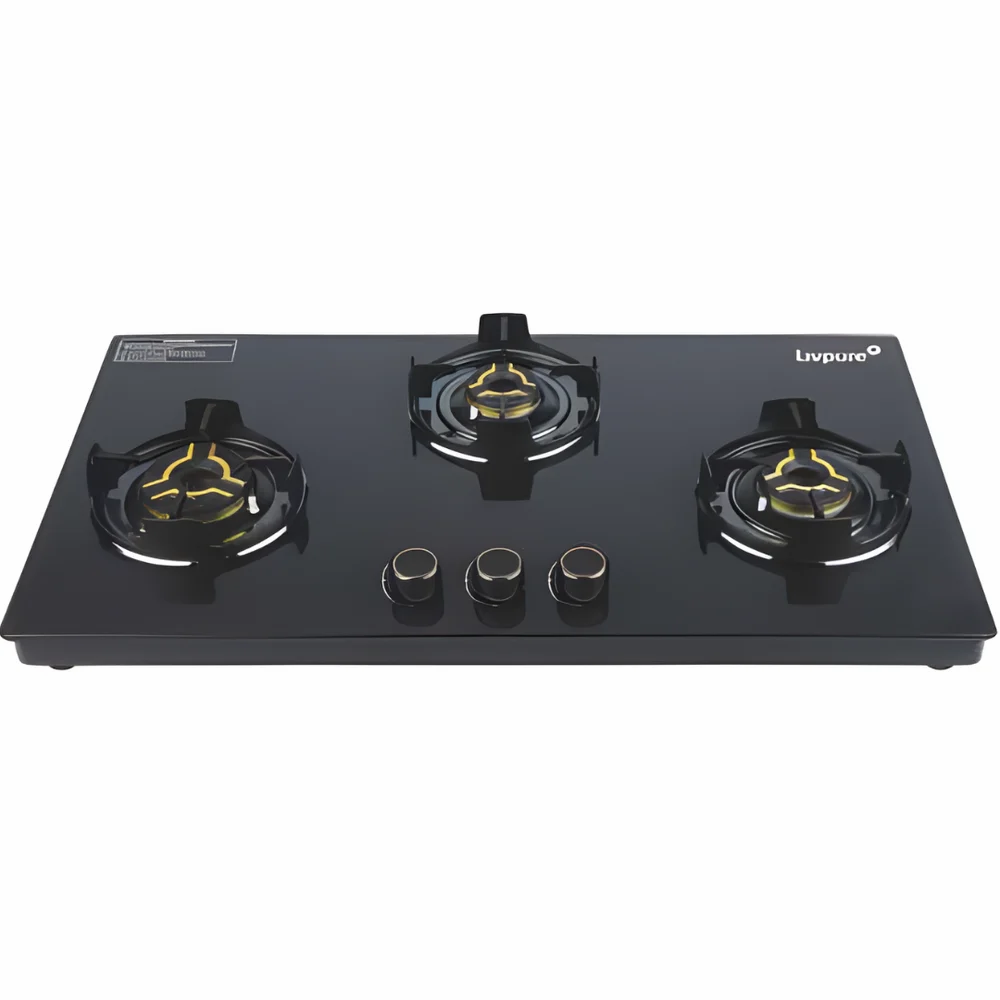 Picture of Livpure Celestia 3B Auto Ignition Cooktop with Superior Glass Valve and Sturdy Black Matt Finish Pan Support with Flame Guard
