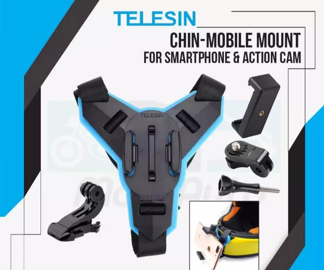 Picture of Helmet Chin Mount With Mobile holder - Helmet Mount /alternative Biker Point -Black