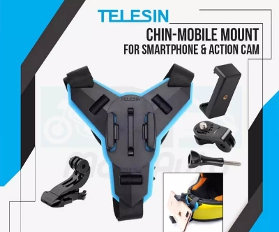 Picture of Helmet Chin Mount With Mobile holder - Helmet Mount /alternative Biker Point -Black