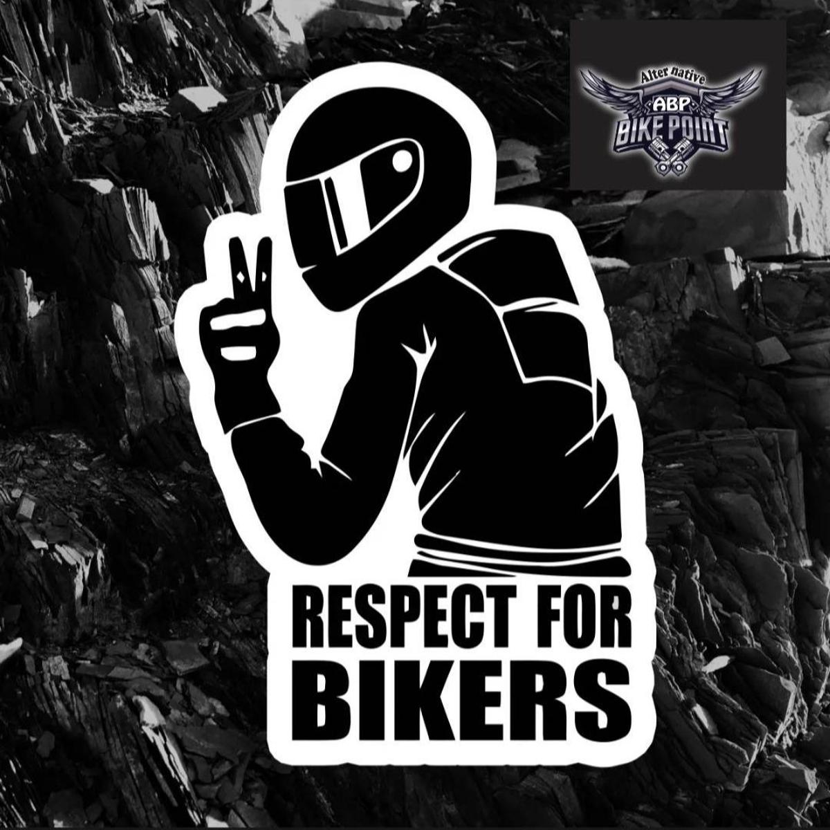 Picture of RESPECT FOR BIKERS  sticker for motorcycle - laptop Waterproof sticker /Alternative Biker Point -Black
