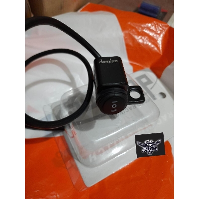 Picture of Domino Motorcycle Waterproof Aluminium Alloy Switches 25mm Handlebar Headlight Switch and 3 Wires with Red Led Light