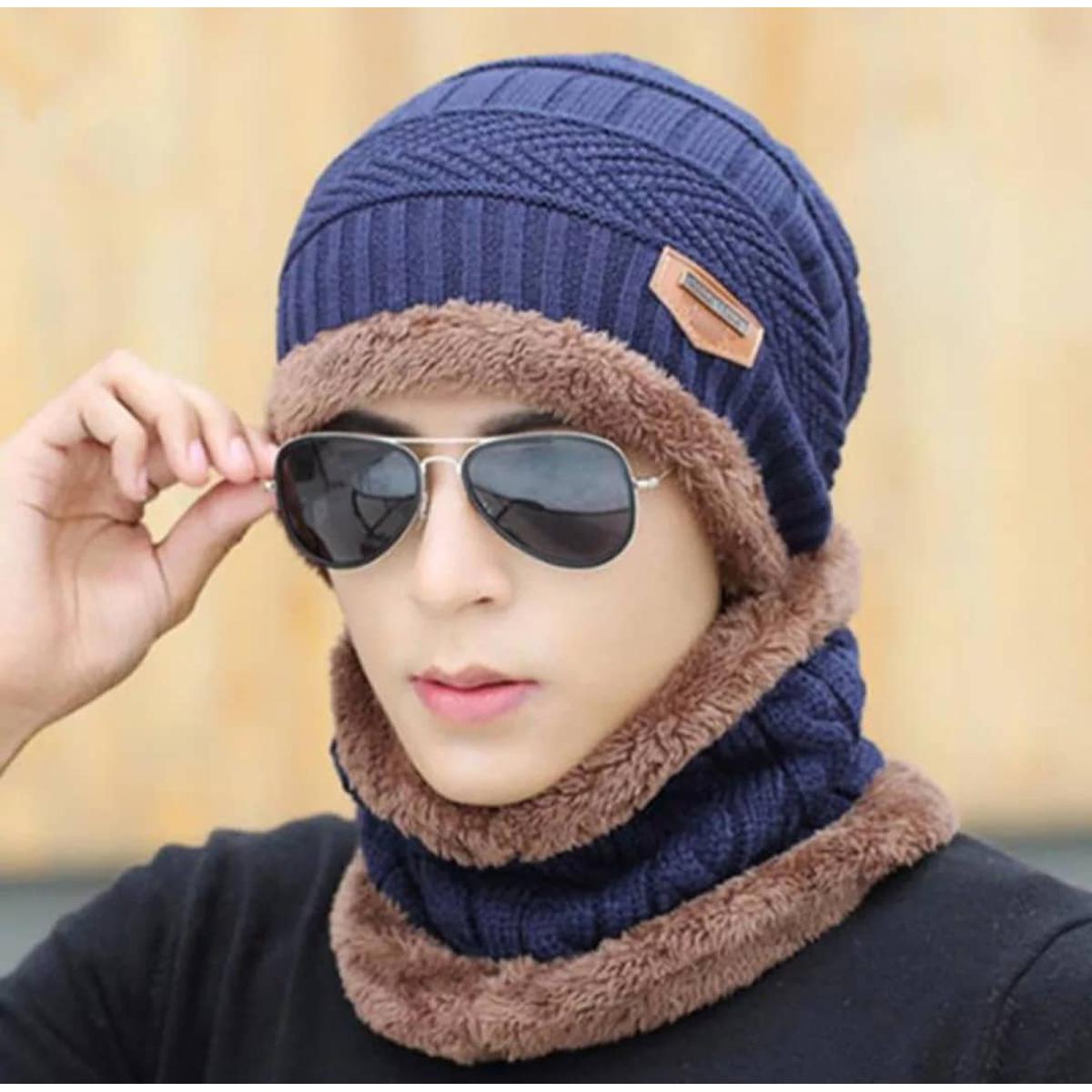 Picture of Men's Binij Fleece Wool Liner Thick Hat Scarf Set - Cap For Men