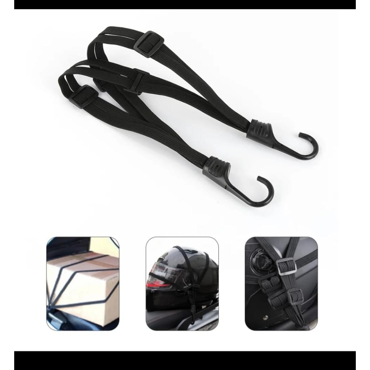 Picture of Motorcycle Luggage / Helmet Rope Tape Retractable Elastic Strap With 2 Hook -Black