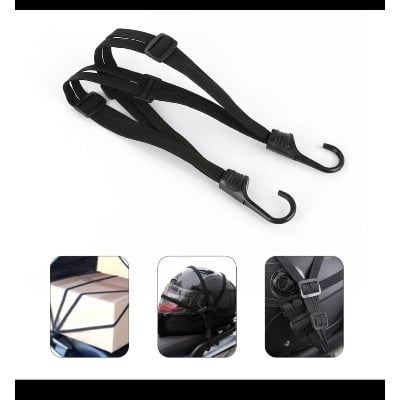 Picture of Motorcycle Luggage / Helmet Rope Tape Retractable Elastic Strap With 2 Hook -Black
