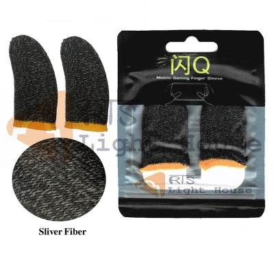 Picture of 1 Pair(2 Pcs) Breathable PUBG Mobile Finger Sleeve / Sweatproof Gloves for PUBG Mobile Gaming - Black / Finger Grip For Gaming / PUBG Finger Sleeves / PUBG Finger Gloves / PUBG Finger Cover / PUBG Finger Grip / Free Fire Fiinger Sleeves