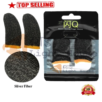 Picture of 1 Pair(2 Pcs) Breathable PUBG Mobile Finger Sleeve / Sweatproof Gloves for PUBG Mobile Gaming - Black / Finger Grip For Gaming / PUBG Finger Sleeves / PUBG Finger Gloves / PUBG Finger Cover / PUBG Finger Grip / Free Fire Fiinger Sleeves
