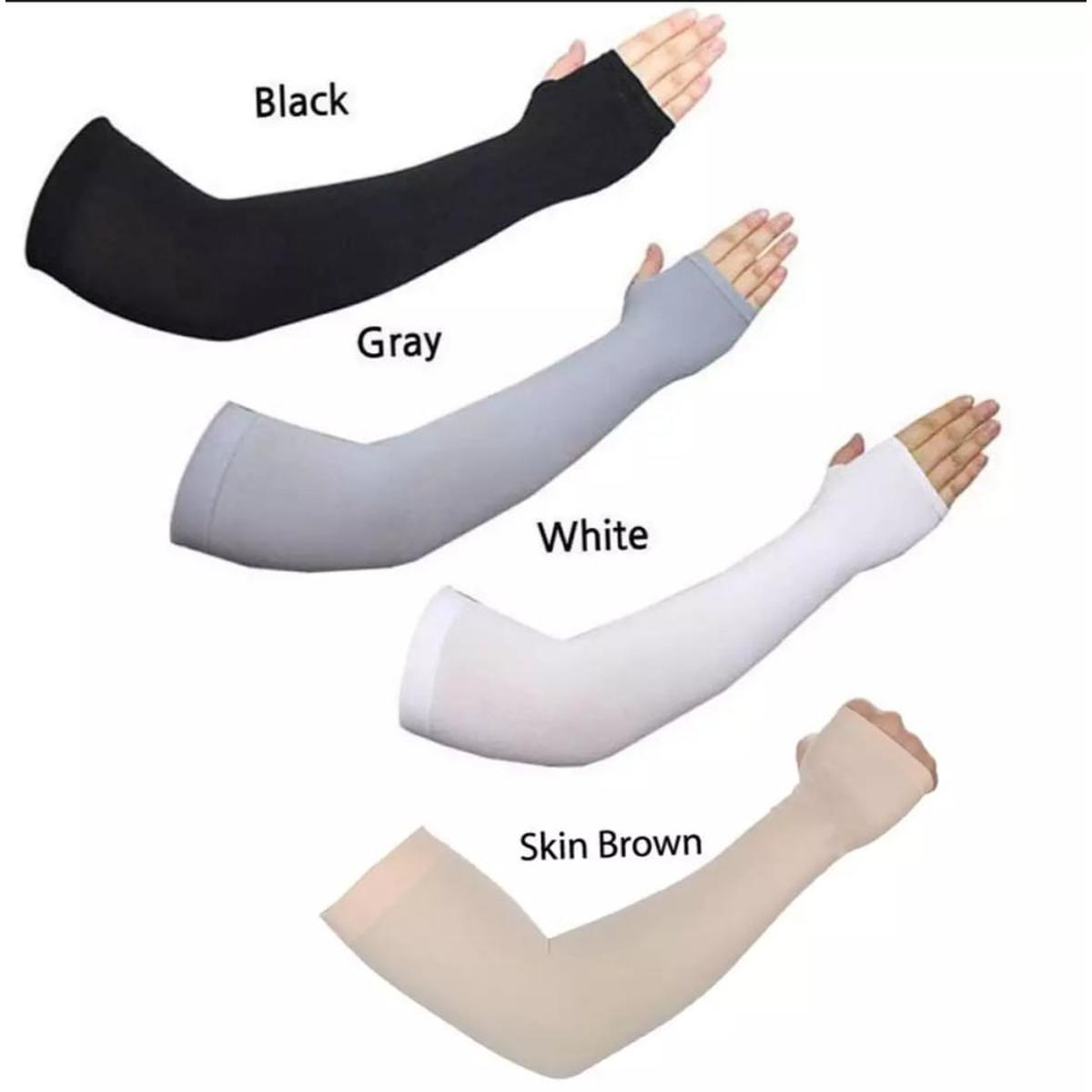 Picture of UV Sunscreen Half Finger Long Gloves Cuff Outdoor Arm Sleeve Sun Hand Protection Fingerless Gloves
