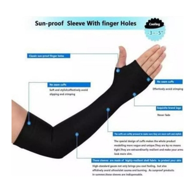 Picture of UV Sunscreen Half Finger Long Gloves Cuff Outdoor Arm Sleeve Sun Hand Protection Fingerless Gloves