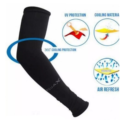 Picture of Outdoor Cool Arm Hand Sleeve Sun Hand Protection Fingerless Gloves Section Drove UV Sunscreen Half Finger Long Gloves Cuff