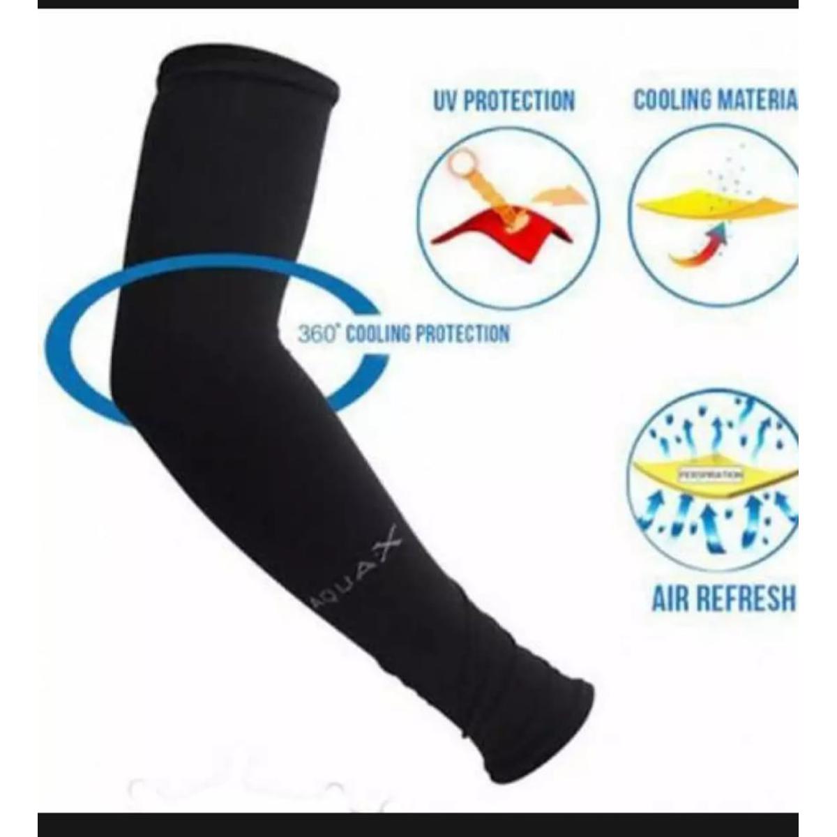 Picture of Outdoor Cool Arm Hand Sleeve Sun Hand Protection Fingerless Gloves Section Drove UV Sunscreen Half Finger Long Gloves Cuff