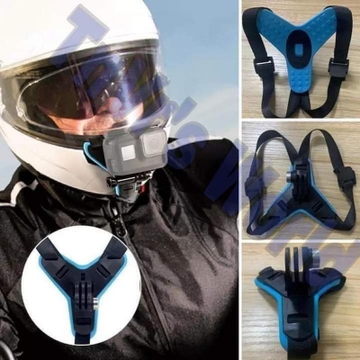 Picture of Helmet Chin Mount with Mobile Holder Motorcycle Helmet Mount for Action Camera and Phone -Blue