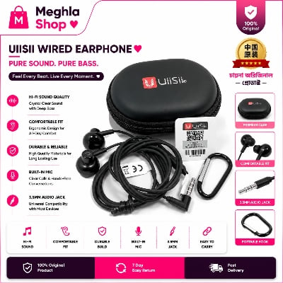 Picture of UiiSii HM12 Deep Bass Good Treble Earphones - Headphone - Headphone - Ear Phone - Earphone Black
