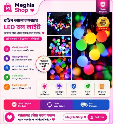 Picture of LED Color Changing Fairy Light Ball Shaped - 28 bulbs, LED Ball Shaped String Fairy Lights Multi-color, 28 LED Ball light, Party, Wedding decoration, Holiday lights - Fairy Lights Multicolor