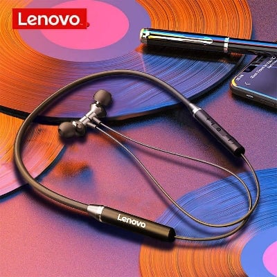 Picture of Lenovo HE05 Bluetooth Headphone 0.6m Wireless Earphone BT5.0 Sports Sweatproof Headset IPX5 with Mic Noise Cancelling Black