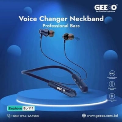 Picture of GEEOO BL-111 Smart Neckband Professional Bass ENC Function Black